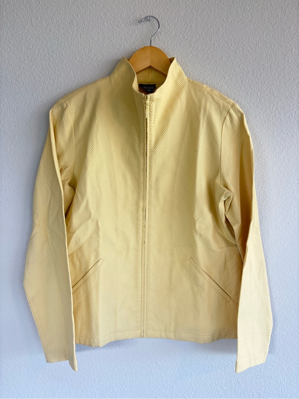 Vintage Butter Yellow Eileen Fisher Lightweight Zip Jacket 94% Cotton